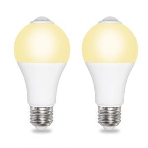 Ampoule LED Détecteur de Mouvement E27 12W Blanc Chaud 3000K 1000LM, AC 220V, 120 degrés, Auto on off, Ampoule LED Détecteur de Lumière E27 pour Plafonnier d'entrée, lot de 2 (Akynite FR, neuf)