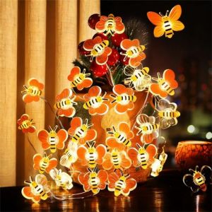 Songlypian Guirlande Lumineuse Abeilles,Guirlande lumineuse solaire de jardin,Guirlandes Lumineuses Cadeaux pour Côture, Pelouse, Terrasse, Fête,Noël, Vacances,Couleur transparente & jaune (Songlypian, neuf)