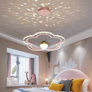 KXEcoLife Lustre LED Ciel &Eacute;toil&eacute;, Motif Floral, Suspension pour Chambre d'enfant, Intensit&eacute; Dimmable, T&eacute;l&eacute;commande, Lampe de Salle &agrave; Manger, Lampe de Table, Luminaire d'Int&eacute;rieur, Rose, 40 c (FHZKXSX, neuf)