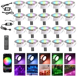 INDARUN RGBW Wifi Lampe au Sol Spot Encastrable - Lumière RGBW (RGB+Blanc Chaud) étanche IP67 Ø61mm-éclairage pour terrasse, patio, chemin, mur, jardin, décoration, intérieur et extérieur (ANWE-EU, neuf)