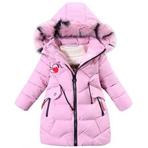 SXSHUN Manteau Fille Doudoune Enfant Veste d'hiver Chaud Blouson à Capuche Fourrure Rembourré Parka Epais Vêtement d'extérieur, Rose, 7-8 ans (SXSHUN-EU, neuf)
