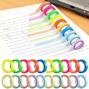 Rbleote 20 Rouleaux de Ruban Adh&eacute;sif Fluorescent Amovible, Ruban Adh&eacute;sif Transparent Color&eacute;, Notes Adh&eacute;sives Fluorescentes Amovibles pour Livres, &Eacute;tudiants et Enseignants (0,8 cm x 5 m) (LAPTEANU STORE S.R.L., neuf)