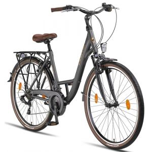 Licorne Bike Violetta Premium City Bike 24,26 et 28 pouces &ndash; V&eacute;lo pour filles, gar&ccedil;ons, hommes et femmes &ndash; D&eacute;railleur Shimano 21 vitesses &ndash; V&eacute;lo hollandais, Femme, anthracite, 28 (Licorne Bike GmbH, neuf)