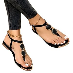 Sandales Compens&eacute;Es Pour Femme Classiques - Piscine Plage Sandales Claquette Femme &eacute;T&eacute; Sandale Femme Cuir Sandales Plates Toe Comfy Chaussures Mules Talon Haut Tongs Pantoufles D&eacute;Contract&eacute;Es (zezhoushangmao, neuf)