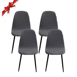 Jaotto Housse de Chaise Scandinave Lot de 4, Housse de Chaise de Salle à Manger Scandinaves Extensible,Jacquard Couverture de Chaise Élastique Universel pour Décoration de Maison,Gris (Jaotto, neuf)
