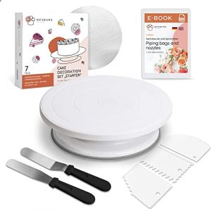 Wenburg Kit de Plateau Tournant Gateau - Décorations de Gâteaux avec Plaque Tournante Gateau, Lisseur à Gâteau, Spatules, Planche à Gâteau - Plateau Tournant Patisserie - Kit Gateau (Set Starter) (DS e-Sales GmbH, neuf)