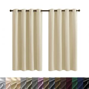 WUXXIANG Lot de 2 Rideaux Occultants 80 x 160 cm Thermique Isolant Anti Froid et Chaleur, Rideau Occultant avec Œillets, avec Noir Doublure, pour Chambre Fenêtre, Jaune Sable (LvLiangShiLiShiQuXiangXiangMaoYiYouXianGongSi, neuf)