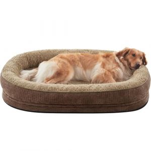 Panier Chien Grande Taille XL Orthopedique, Memoire de Forme Lit pour Chien, Canapé Chiens Dehoussable Lavable, Lit Ovale Imperméable, Brun (Topets-EU, neuf)