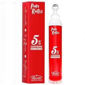 Purerootss Crème anti-âge pour les yeux avec 5 % de caféine et applicateur à bille à 360 degrés, réduit les rides et les yeux, crème pour le contour des yeux pour femmes et 1 once liquide (paquet de (Fast Media Ships From USA, neuf)