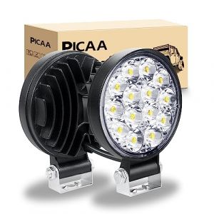 PICAA Phare de Travail LED 3.2 Pouces 42W Ronde Phare Travail Projecteur LED Spot longue portée LED Moto Feux de Travail Lampe 12V 24V hors route pour Voiture 4x4 Truck ATV SUV Camion Tracteur（2PCS） (BEISHUO-UK, neuf)