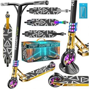 KESSER® Trougetinette de Freestyle GT-Limit 360Ḟ Direction trougetinette Funscooter Trougetinette de Freestyle avec béquille ABEC 9 roulements à Billes, Roues en PU 110 mm, Or (WMK Trading GmbH, neuf)