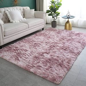 ROHATIM Tapis Salon Shaggy Descente de lit Chambre Grande Taille Tapis Moelleux Carpette pour Chambre Tapis Décoratif de Style Moderne pour Salon Chambre Canapé Natte(Rose-Mauve,200 x 300 cm) (ROHAKJ, neuf)