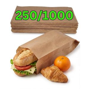 Loxato 1000 Lot Sac Papier Kraft - Sachet Kraft Alimentaire, Sandwich - Emballage Alimentaire Boulangerie, Patisserie, Bonbon, Caf&eacute; - Sachet Papier Kraft 12 x 5 x 27 cm (Loxato, neuf)