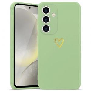 Wirvyuer Coque Compatible avec Samsung Galaxy S24 5G Antichoc Coque Silicone TPU avec Motif Coeur d'amour Dor&eacute; Mignon &Eacute;tui Protection Compl&egrave;te Souple pour Samsung Galaxy S24 5G (Vert Menthe) (meijiehua, neuf)