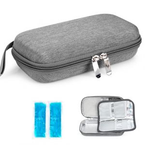 YOUSHARES Trousse Isotherme Insuline avec 2 Poche de Glace - Sac Isotherme Insuline pour Diabetique, Pochette Isotherme pour Medicament, Vaccin Voyage, Stylo Insuline, Injection, Seringue, Gris (Heartorigin-FR Direct, neuf)