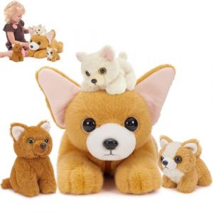 MorisMos Chihuahua Peluche G&eacute;ante XXL cm avec B&eacute;b&eacute;s dans Le Ventre, R&eacute;aliste Chien en Peluche Grande Douce Mignon, Id&eacute;e Cadeau No&euml;l pour Enfant Filles Gar&ccedil;ons Anniversaire D&eacute;corations (Lanmore, neuf)