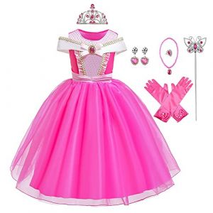MYRISAM Fille Déguisement d’Aurore La Belle au Bois Dormant Cosplay Costume Princesse Conte de Fée Dégradés Robe Carnaval Halloween Noël Anniversaire Cérémonie Fête avec Accessoires 10-11 Ans (MYRISAM store, neuf)