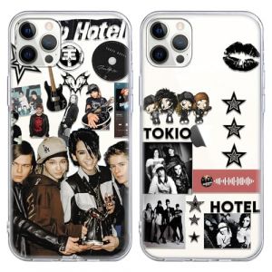 2 St&uuml;ck Transparent Coque pour iPhone 13 iPhone 14 6.1&rdquo;, &Eacute;tui avec Mode Cool Tokio H&ocirc;tel Rock Band Motif Dessin, Ultra Mince Souple en TPU Silicone Housse Antichoc Protection Bumper Case, Dessin (wangyouenshishihongtaiguanggao, neuf)