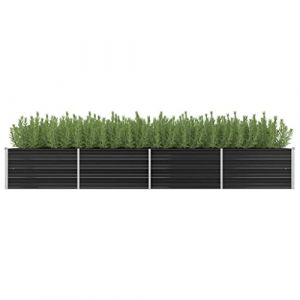 WIFESE Lit Sur&eacute;Lev&eacute; De Jardin Anthracite 320x80x45 Cm Acier Galvanis&eacute; Jardinieres Exterieur Jardiniere Bois Jardiniere Balcon Carr&eacute; Potager Bacs &atilde; Fleurs Rectangulaire (WIFESE official, neuf)