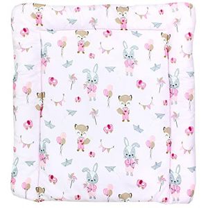 TupTam Matelas à Langer à Motifs pour Bebe Filles et Garçons, Renard/Lapin/Rose, 70 x 70 cm (LotteStyle, neuf)