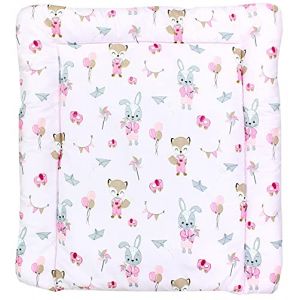 TupTam Matelas à Langer à Motifs pour Bebe Filles et Garçons, Renard/Lapin/Rose, 70 x 70 cm (LotteStyle, neuf)