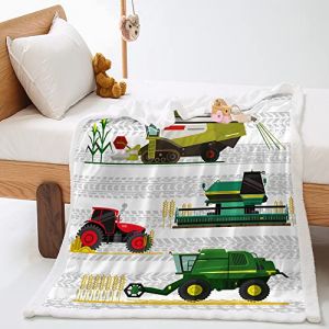 Highdi Couverture Polaire Hiver, Voiture Imprimer Plaid Douillet, Couverture de Canapé Réversible, Couvre-Lit en Peluche, Couverture Moelleuse pour Adultes et Enfants (Moissonneuse,90x120cm) (Highdi, neuf)