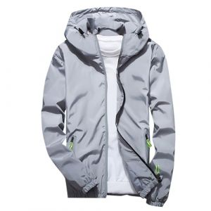 Coupe Vent homme Impermeable Veste Coupe Vent De Pluie Avec Capuche L&eacute;g&egrave;re S&eacute;chage Rapide Couleur Unie L&eacute;ger Manteau de Pluie Sport Montagne Fermeture &eacute;clair Fine Respirant Veste Pour Les Voyages (qieycgd, neuf)