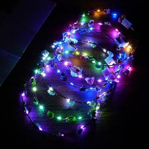URAQT Couronne de fleurs Bandeau &agrave; Cheveux, 6 Pi&egrave;ces Couronne de fleurs LED Lumineux Chouchou, Bandeau Garland Bandeau de Fleurs, Fille Headband R&eacute;glable pour F&ecirc;te du Festival de Mariage (withchance, neuf)