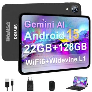 SKYEGG Tablette Android 15 Tablette 10 Pouces avec 22 Go RAM + 128 Go ROM (Extensible Jusqu'&agrave; 1 to), Widevine L1, Octa-Core, WiFi 6, 6000 mAh, BT 5.0, Tablette Tactile avec Clavier et Souris, Gris (BONFO SP. Z O.O, neuf)