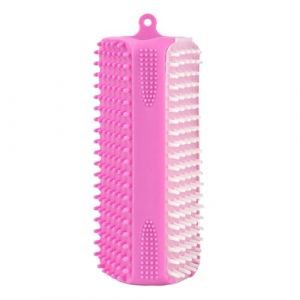 Brosse de bain pour animaux de compagnie - Brosse de toilettage en silicone souple &agrave; trois c&ocirc;t&eacute;s - Brosse de toilettage pour chien - Pour chiots, chatons, chats, m&eacute;nage, douche, soins de la peau (yingmux, neuf)