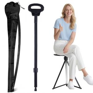 ALEVMOOM Canne de marche avec siège, canne pliante portable, béquilles tabouret pour adultes, tabouret léger rétractable pour personnes âgées, charge maximale de 200 kg, tabouret de repos de voyage (BENKU, neuf)