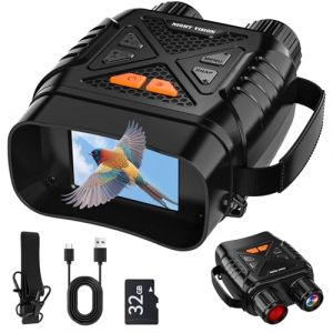 Jumelles de Vision Nocturne, 10X Zoom Num&eacute;rique Infrarouge Vision Nocturne, &eacute;cran IPS HD de 2.8'', 7 Niveaux IR, Port&eacute;e Visuelle 800 M, Carte TF 32 Go, Le Camping et l'observation de la Faune sauvag (G-Huawei, neuf)