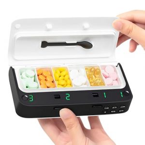 SageVie – Pilulier électronique avec alarme sonore & visuelle – 6 compartiments ajustables – Écran LED clair – Manuel en français – SageVie (CENAMI, neuf)