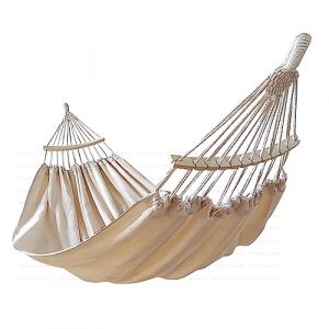 GOCAN Hamac pour 2 personnes, 220 x 150 cm, longueur totale : 330 cm, charge : 300 kg, en toile et coton, pour l'ext&eacute;rieur, le jardin, l'int&eacute;rieur, les enfants, le balcon, rouge, avec barre (GOCAN-EU, neuf)