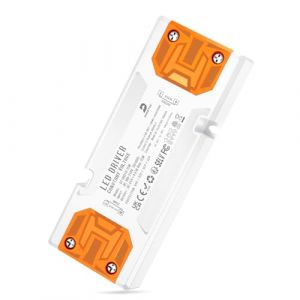 DUSKTEC Transformateur de 220 V à 24 V, alimentation LED 15 W plat, pilote AC à DC 24 volts à basse tension, alimentation IP44 tension constante pour bandes phares lampe (DUSKTEC, neuf)