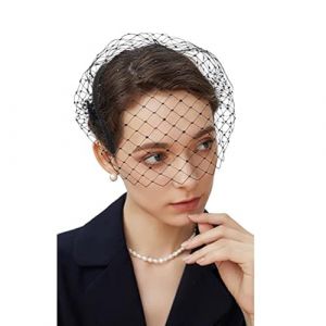 TRADERPLUS Bandeau de Voile, Voilette Rétro Style Années 1920, Bandeau en Maille Noire, Accessoire de Mariée (chengtaoeu, neuf)