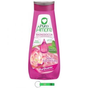 Puro Amore Bagnodoccia Lot de 8 gels douche en soie et fleur de lotus pour peau douce, lisse et velout&eacute;e 750 ml + porte-cl&eacute;s Beni Culinari (LITTLE ITALY SRL, neuf)