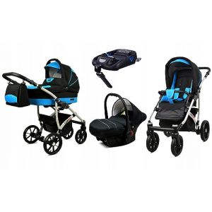 BabyLux&reg; Enfant Poussette Combin&eacute;e Set 4 en 1 - Largo - incl. Nacelle, Canne, Si&egrave;ge de voiture, ISOFIX Base - Si&egrave;ge Auto - Landau B&eacute;b&eacute; - avec Sac &agrave; langer, Habillage pluie etc. (BabyLux-shop, neuf)