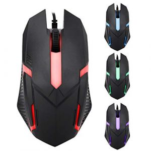 Souris optique filaire r&eacute;tro&eacute;clair&eacute;e pour gamer, souris de jeu ergonomique 1600DPI, souris pour ordinateur portable portable, 4 boutons +1 molette, Plug and play, pour windowsXP/Vista/7/8/10 et macOS (Cuifati, neuf)