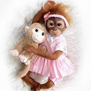 ZIYIUI 21 Pouces 51 cm Reborn Poupée Fille Bebe Vinyle Souple Silicone Réaliste Simulation Nouveau-Né Poupées de Singe Nouveau-né Fille Jouet Poupon Cadeaux de Noël (Singe Femelle) (XUAN HE HAO, neuf)