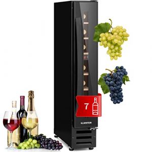 KLARSTEIN Vinovilla Cave a Vin Encastrable, Armoire Vin, à une Zone, Caves de Vieillissement, Bouteilles Prosecco, Ecran Tactile, Mini frigo 5-22°C, 20L, 7 Bouteilles, Onyx Noir (Klarstein France, neuf)