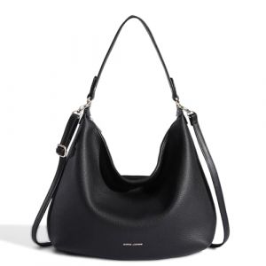 David Jones - Sac à Main Hobo Porté Epaule Femme - Cabas Fourre-Tout Simili Cuir Souple - Sac à Bandoulière Anse Longue - Sac Shopping Grande Taille Classique Pratique - Noir (Crazychic, neuf)