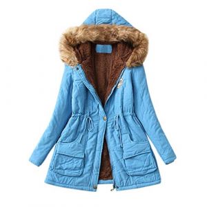 WZYYDS Manteau Femme Hiver Chaud &Eacute;pais Capuche Fourrure Blousons Laine Manche Longue Matelass&eacute;e Casual Veste Chaude Teddy Polaire &Agrave; Capuche D'Hiver Femme Veste De Ski Parka Mi Saison Grande Taille (WZYYDS, neuf)