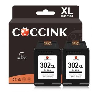 COCCINK Cartouches remanufacturées Remplacement pour HP 302 XL(2 Noir) 302XL pour imprimante DeskJet 3630 2130 3636 3632 3637 2134 Officejet 3831 3830 3835 4650 5230 5232 Envy 4527 4520 4524 4523 (COCCINK FR, neuf)
