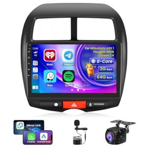 [2G+64G] Hikity Autoradio Android 15 pour Peugeot 4008/Citroën C4/Mitsubishi ASX 1 Carplay sans Fil Android Auto 10,1 Pouces Poste Radio avec GPS WiFi Bluetooth RDS FM DSP SWC+MIC+Caméra de Recul (wenheyou, neuf)