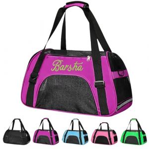 Sac &Agrave; Transport pour Chat Personnalis&eacute; avec Broderie - Sac &Agrave; Dos Chat Et Sac Transport Petit Chien, Pliable, &Agrave; Bandouli&egrave;re Et Poign&eacute;e (Violet) (Runyada, neuf)