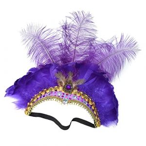 FONDOTIN Plumes De Carnaval Coiffe Plumes Coiffe De F&ecirc;te Cosplay Danseuse Strass L&eacute;ger (KIOONG, neuf)