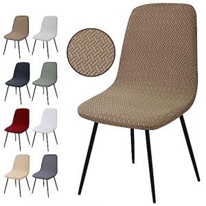 Housse de Chaise Extensible 2 pièces, Housse de Salle à Manger Amovible Lavables Couverture de Chaise en Jacquard Revêtement de Chaise pour Salle à Manger,Hôtel,Décor,Mariage(T-Kaki, 2 Pièces) (Eckonaver, neuf)