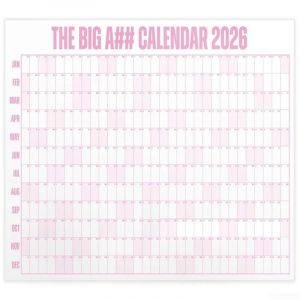 Calendrier mural 2026 Big A## effa&ccedil;able &agrave; sec avec aper&ccedil;u annuel et organisation &agrave; code couleur pour une planification efficace (rose) (ZHIHEHUI, neuf)