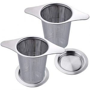 Anpro 2PCS Infuseur th&eacute;, Infuseur &agrave; th&eacute; Trou Fin en 304 Acier Inoxydable, avec Deux Languettes Et Couvercle pour Mug Tasse Th&eacute;i&egrave;re pour Th&eacute;i&egrave;re, Mug, Tasse, Bouteille (GraceMind Mart, neuf)